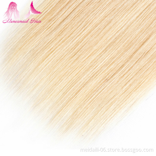 Hair European Wavy Natural Blonde 613 Soft Wholesale Cheap Silky Straight Style Wave 13*4  Hair Closure